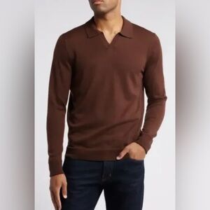 New NWT Christian Lacroix men’s large brown v-neck sweater 100% merino wool $199